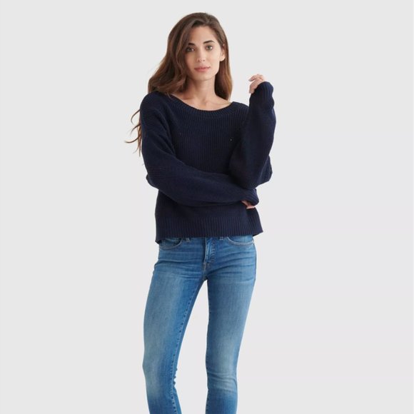 Lucky Brand Crop Rib Pullover Reversible Sweater - Picture 2 of 9